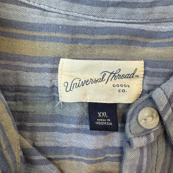 Universal Thread Blue Stripe Long Sleeve Cotton Button Down I16 - Picture 2 of 5